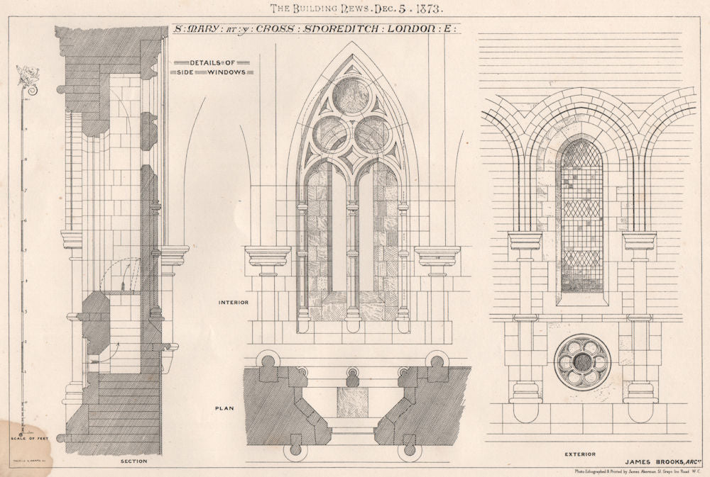 St. Mary at ye Cross Shoreditch. London. E; James Brooks, Architect 1873 print